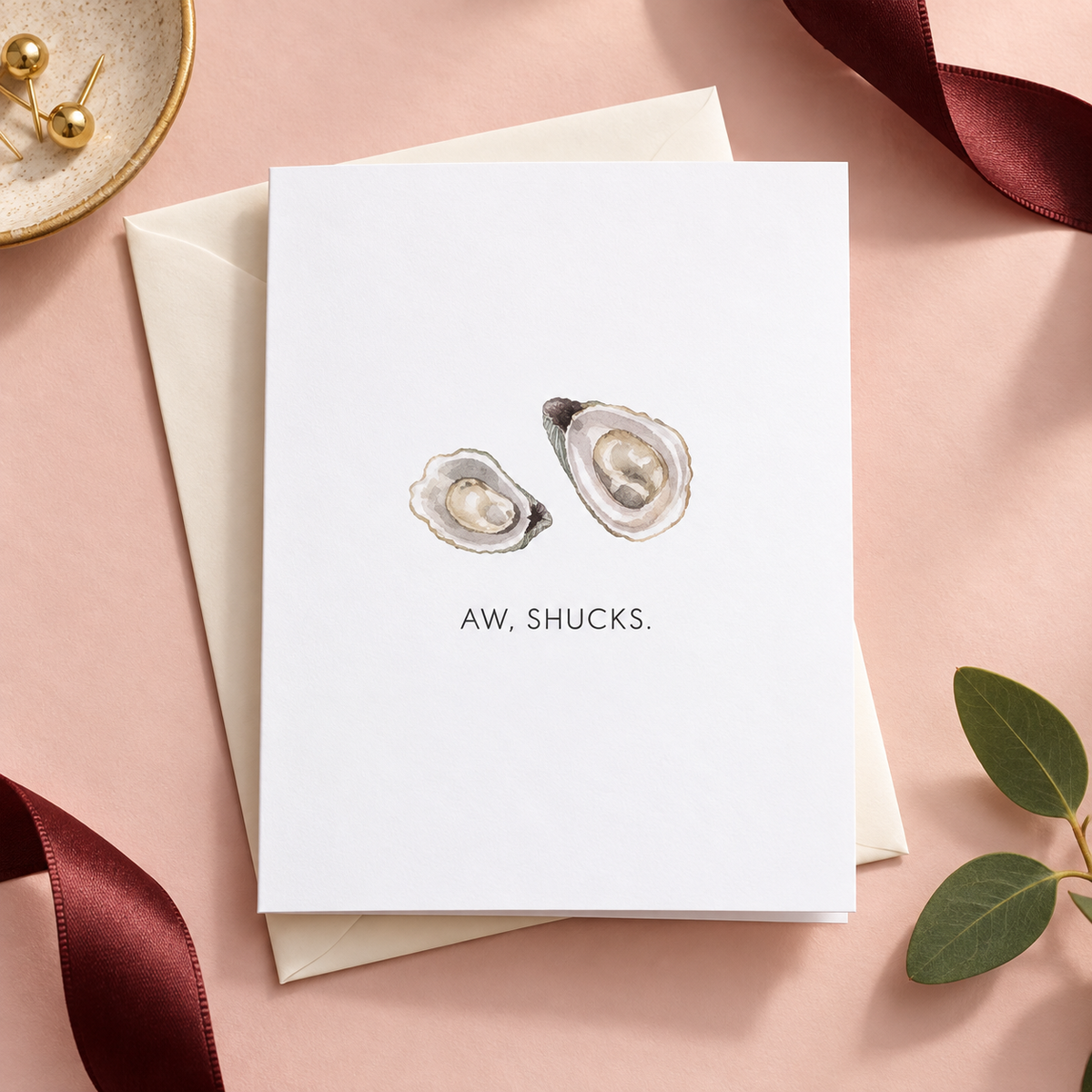 Aw Shucks Oyster Pun Thank-You Card