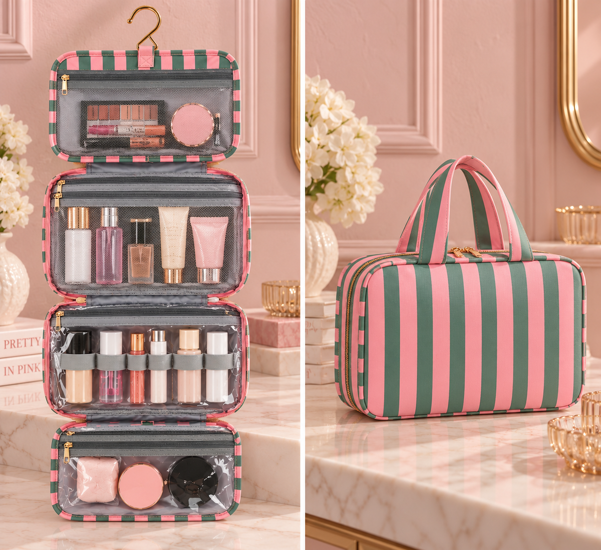Pack Pretty Striped Hanging Toiletry Bag