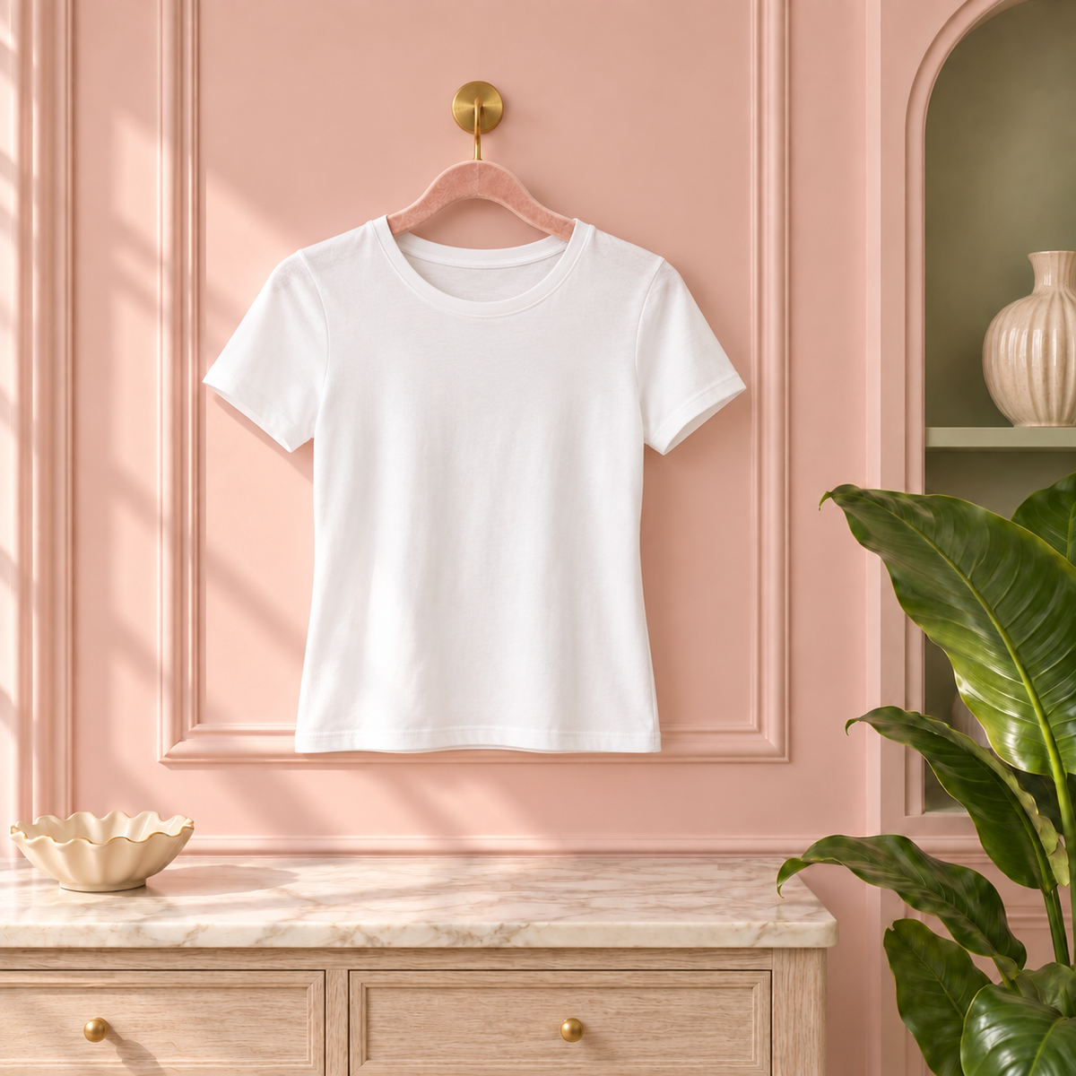 White Short-Sleeve Waist-Length Top