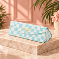 QUAY Tri-Fold Sunglasses Case – Blue Checkerboard