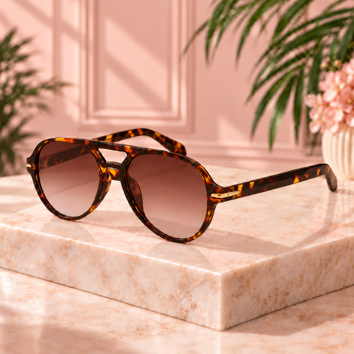 Round Aviator Sunglasses – Tortoise/Brown Gradient