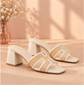 Champagne Brunch White Raffia Heels
