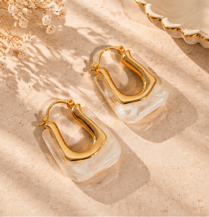 Golden Glow U-Shaped Hoops