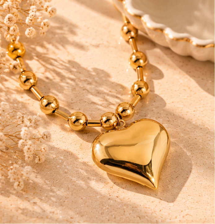 Love You More 18K Gold Heart Necklace