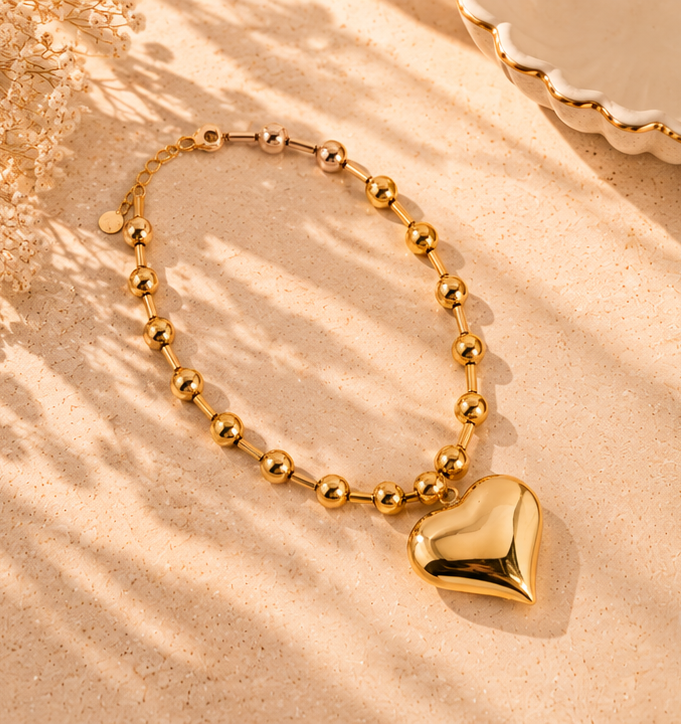 Love You More 18K Gold Heart Necklace