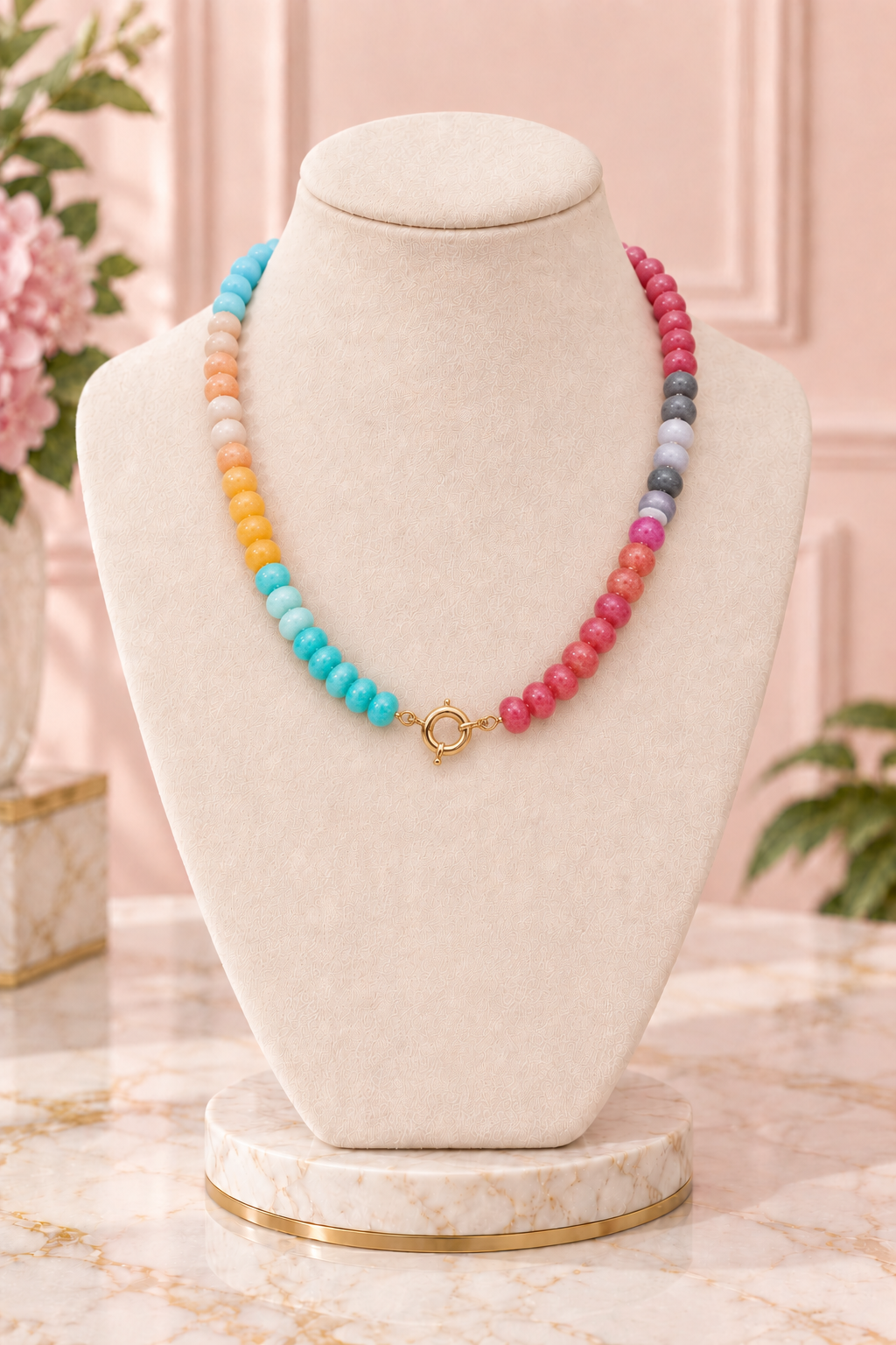 Rainbow Sorbet Natural Stone Necklace