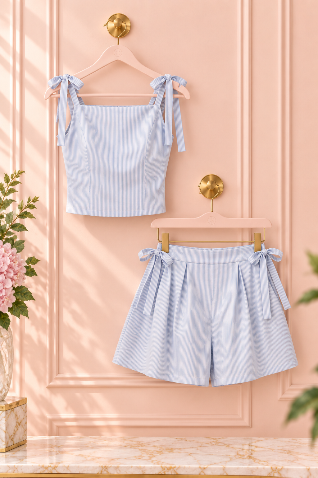 Seaside Sweetheart Striped Shorts Set