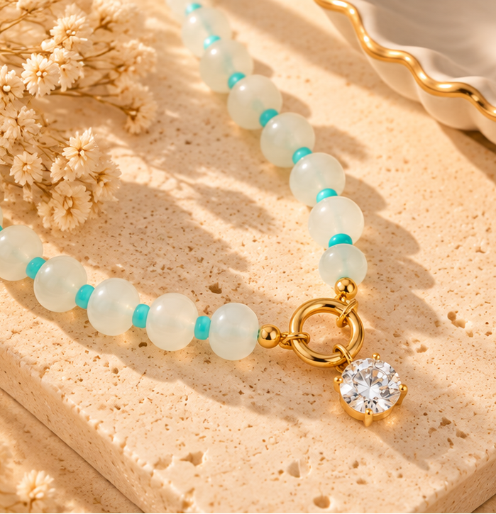 Blue Lagoon 18K Gold Beaded Necklace