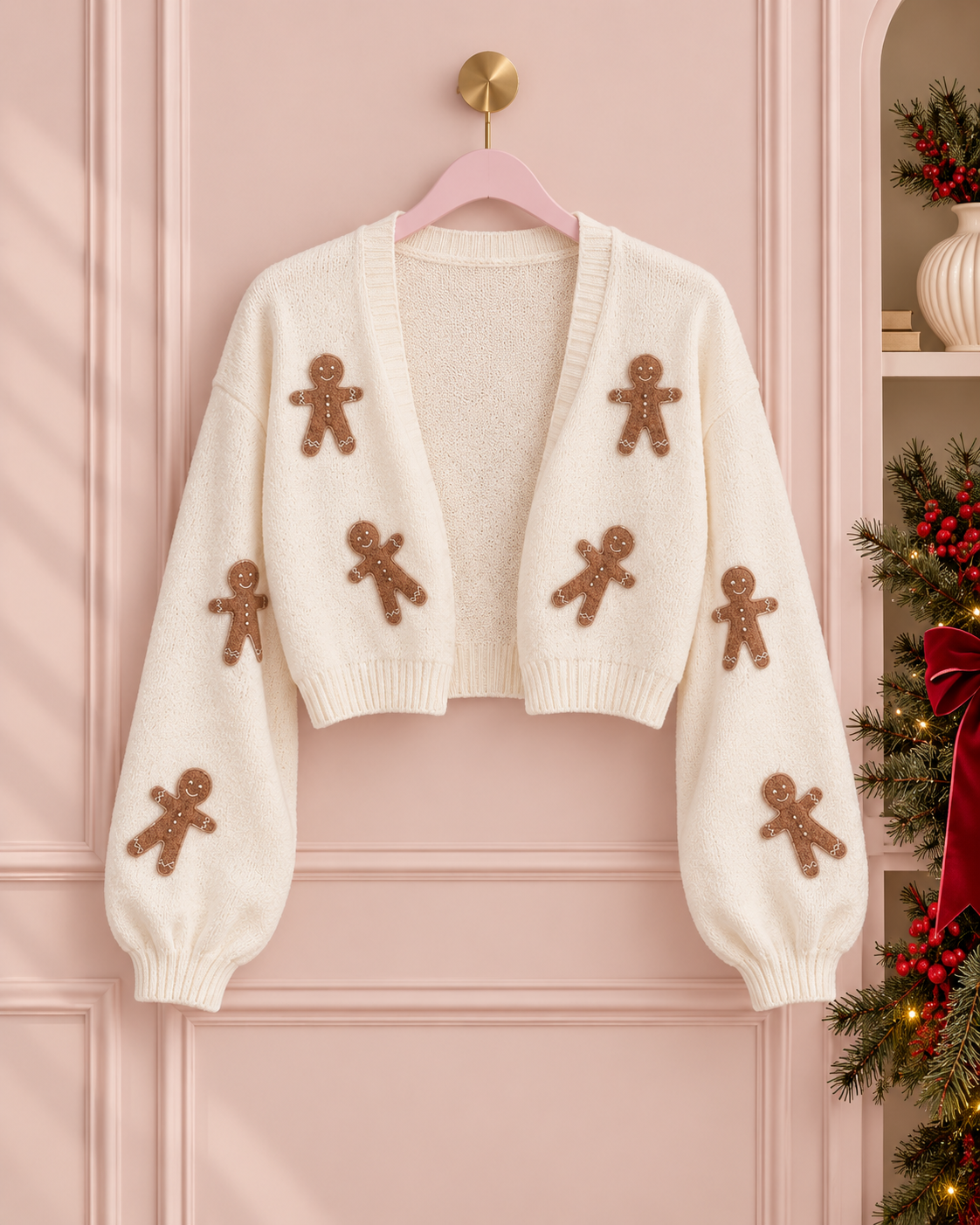 Women’s Cream Gingerbread Cookie Knit Cardigan
