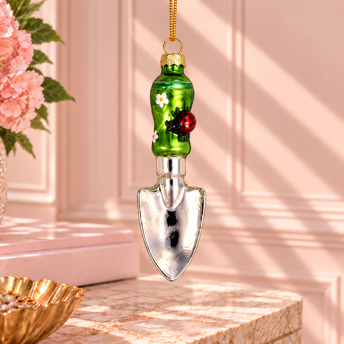 Handmade Glass Garden Spade Christmas Ornament