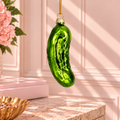 Handmade Glass Christmas Pickle Ornament – Green