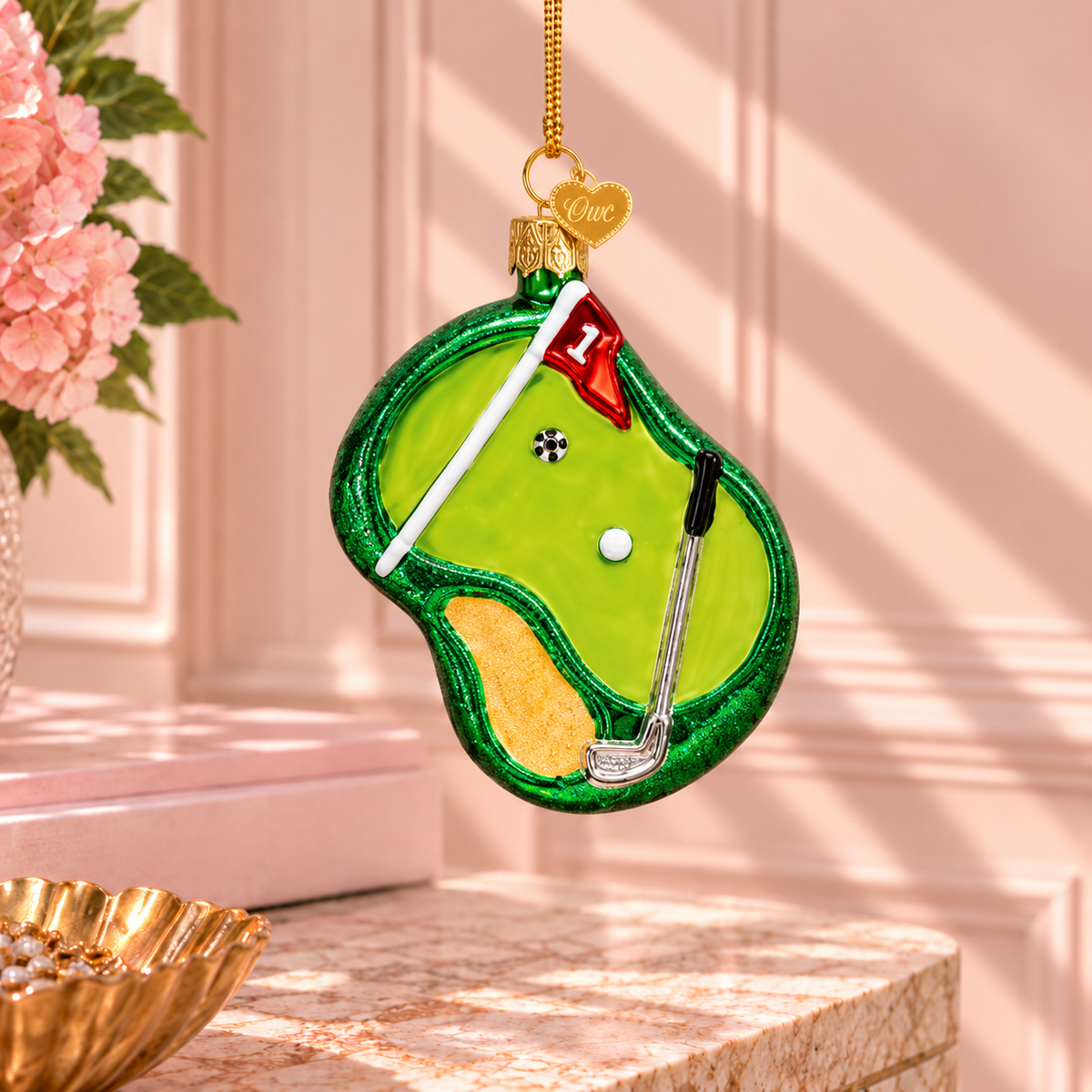 Old World Christmas Putting Green Golf Glass Ornament