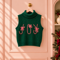 Women’s Evergreen “Joy” Embroidered Christmas Turtleneck Sweater