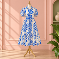 Blue Skies Botanical Button-Down Dress