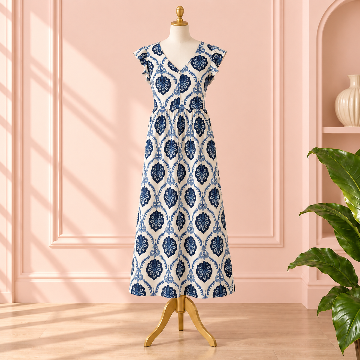 Coastal Blue Belle Ruffle Maxi Dress