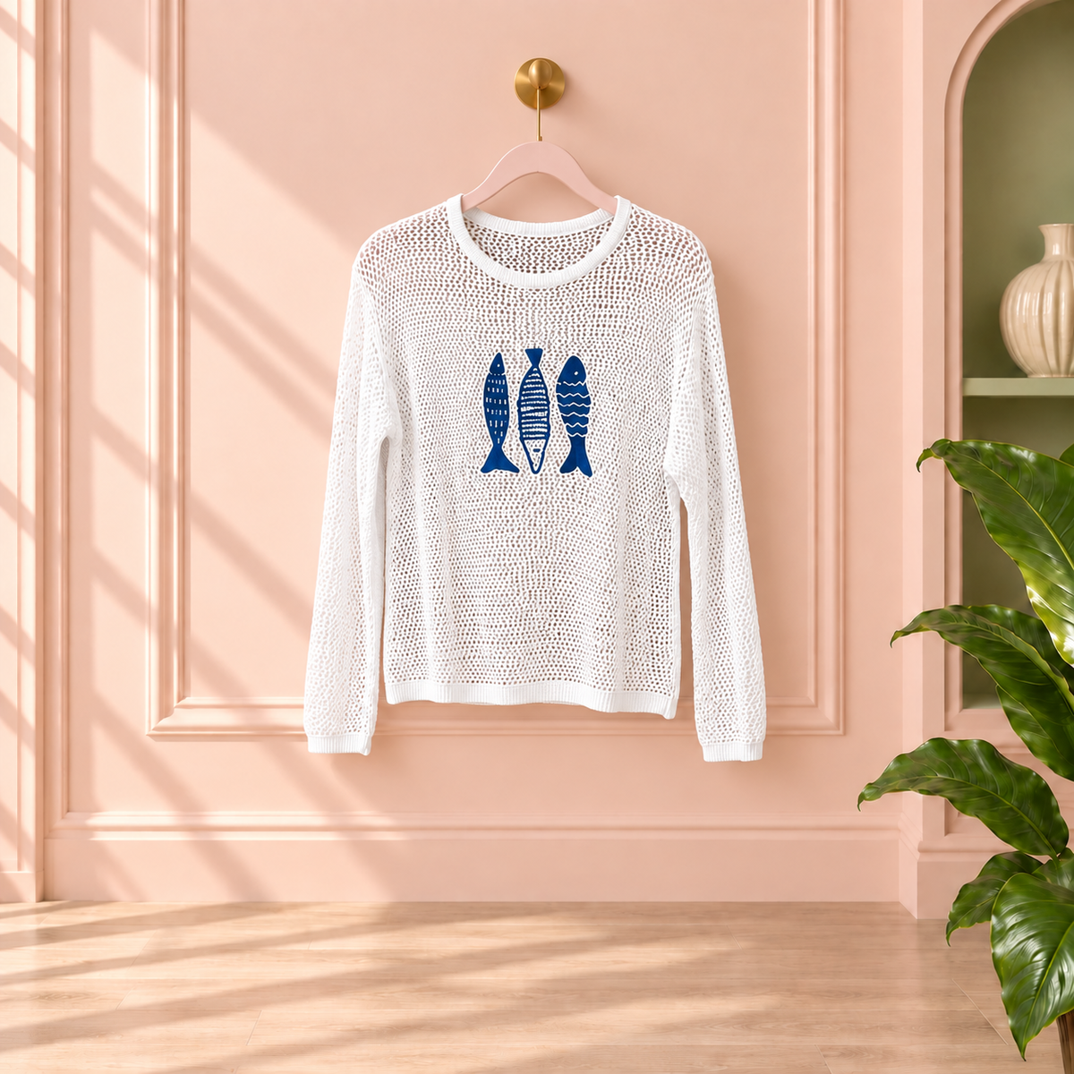 Catch of the Day Open-Knit Sweater