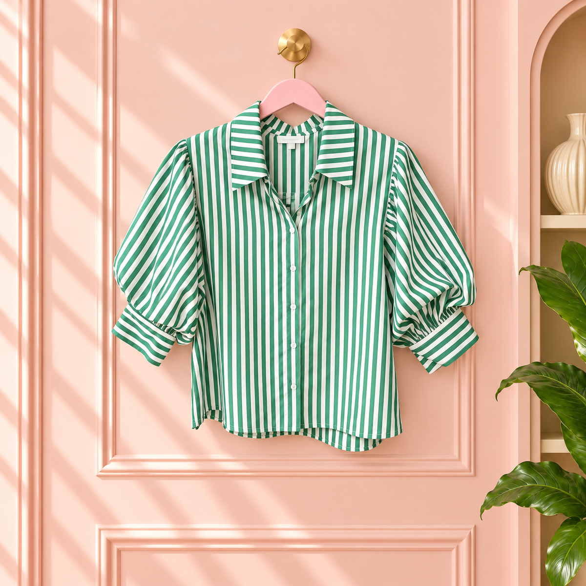 Main Character Striped Puff-Sleeve Shirt