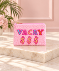 Vacay Money Seed-Beaded Coin Purse