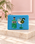 Gin & Tonic Seed-Beaded Coin Purse – Blue