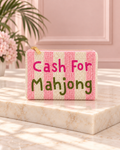 Cash for Mahjong Striped Beaded Coin Pouch – Pink
