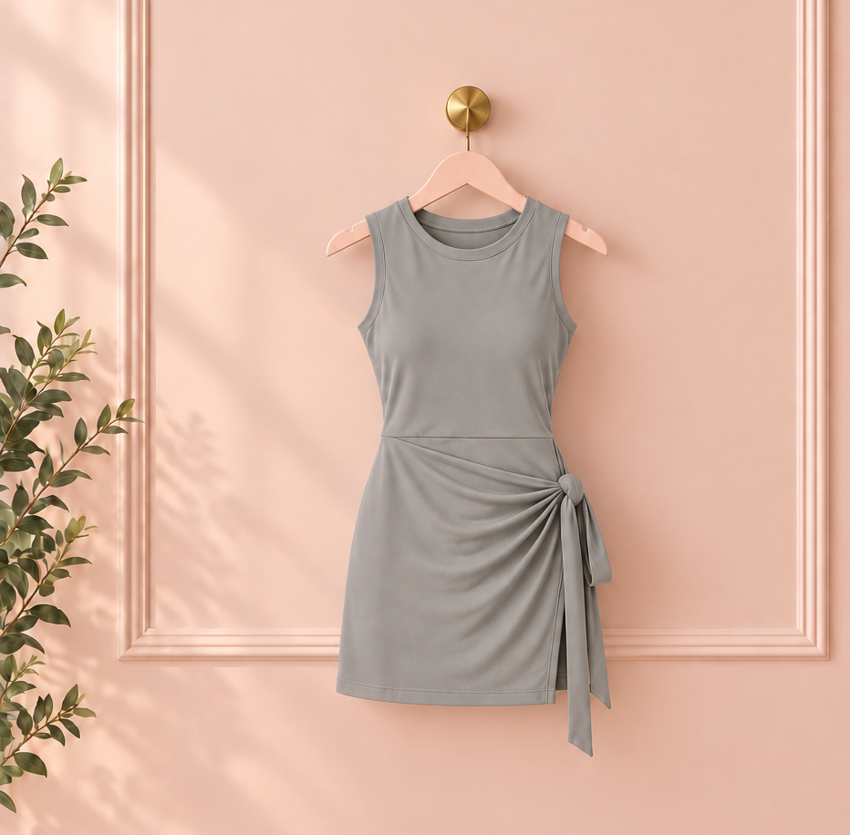 WONDERXFANS Tie-Waist Tennis Dress with Built-In Shorts