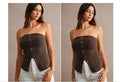 The Buttoned-Up Ribbed Tube Top