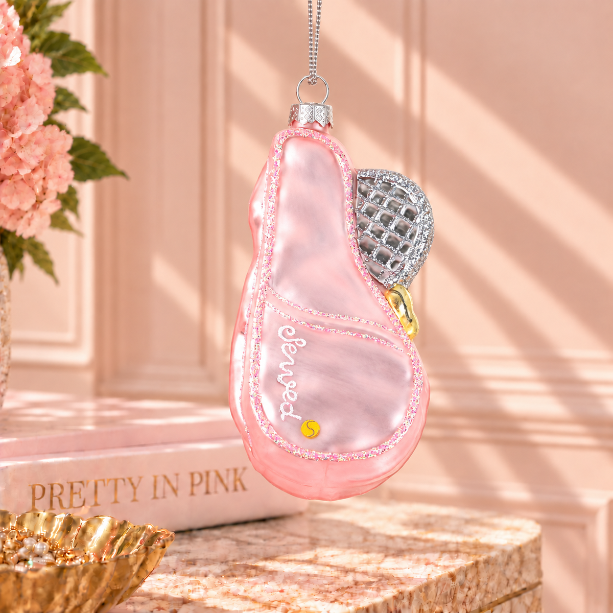 Pink Tennis Bag Glass Christmas Ornament – Tennis Player Gift
