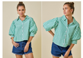 Main Character Striped Puff-Sleeve Shirt