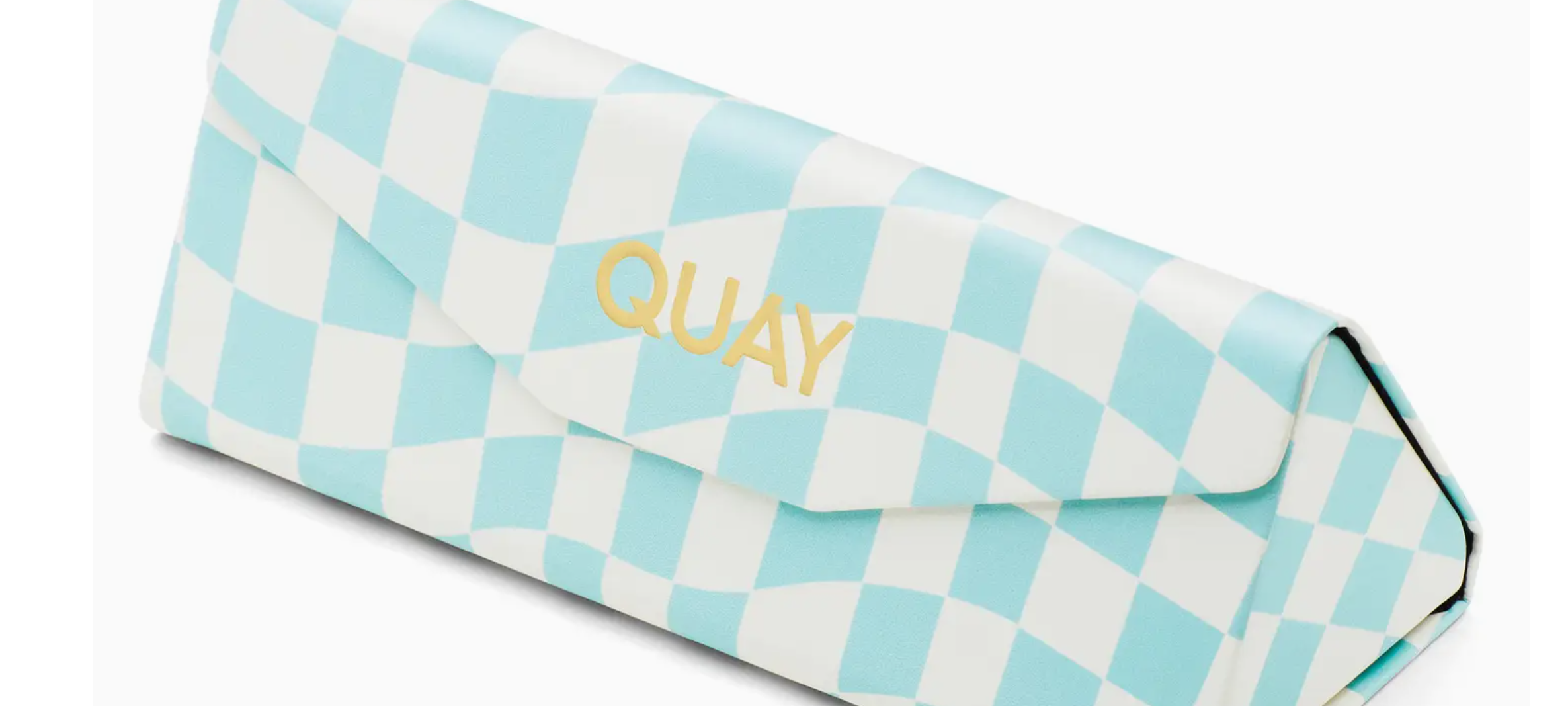 QUAY Tri-Fold Sunglasses Case – Blue Checkerboard