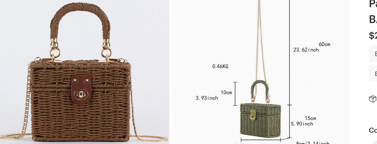 Dark Brown Woven Box Crossbody Bag with Gold Chain