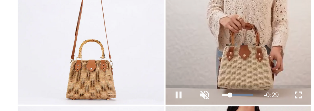 Woven Straw Handbag with Bamboo Handles