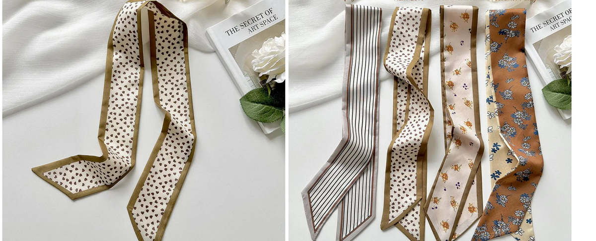Khaki Love Printed Hair Scarf & Bag Twilly