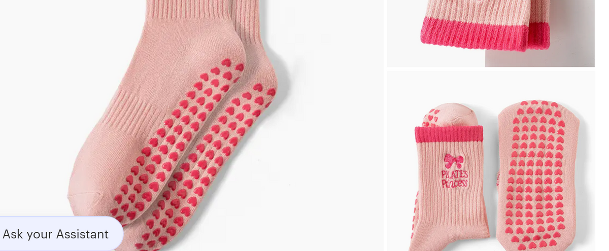 Pink Pilates Princess Bow Grip Socks