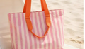 Pink & Orange Striped PVC Beach Tote Bag