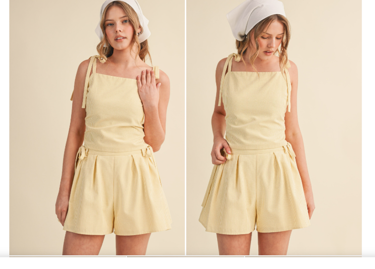 Seaside Sweetheart Striped Shorts Set